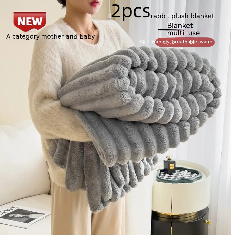 Ultra-Soft Bubble Velvet Faux Fur Blanket – Thick, Double-Sided Warm Throw