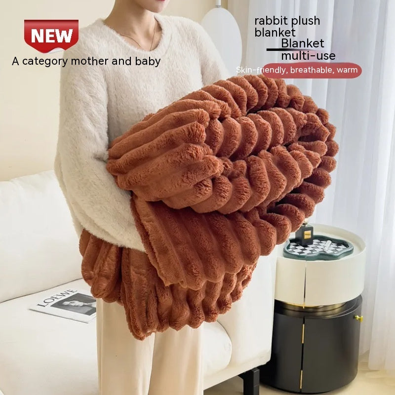 Ultra-Soft Bubble Velvet Faux Fur Blanket – Thick, Double-Sided Warm Throw