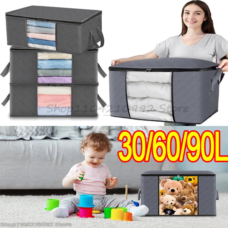 Storage Bag Foldable Large Capacity Clothes Blanket Storage Bags Storage Containers for Organizing Bedroom Closet Clothing