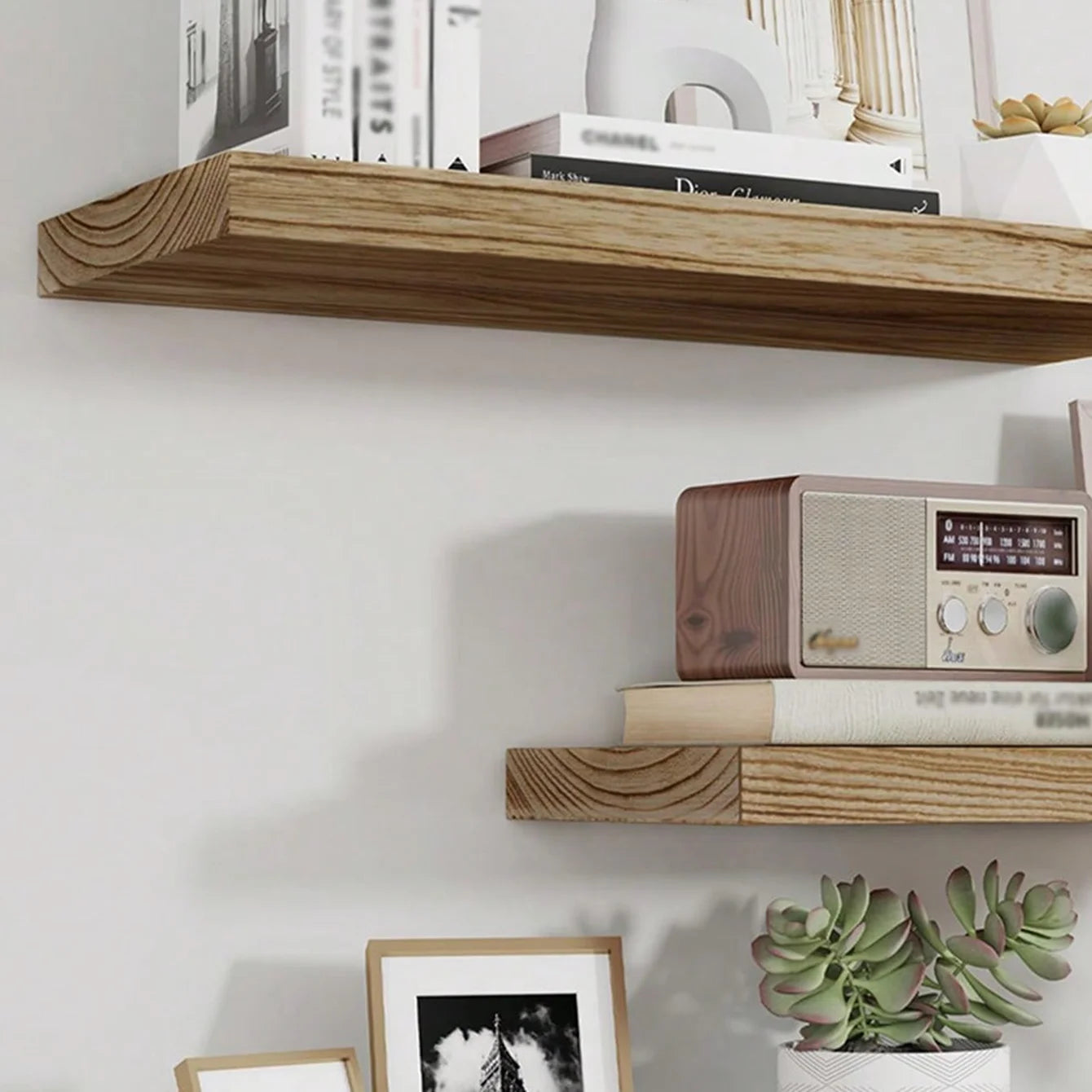 Wooden Floating Wall Shelf Art Storage Rack Rustic Wood Shelves For Wall Storage Wall Hanging Shelf Bedroom Home Decorations 1PC