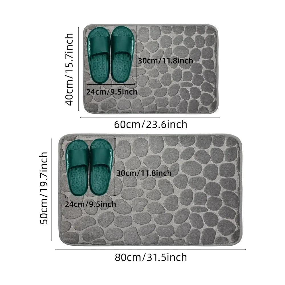 VIKAMA 1pc Anti-Slip Non-Skid Cobblestone Bath Mat Quick Dry Super Water Absorbent Shower Floor Mat for Bathroom rug