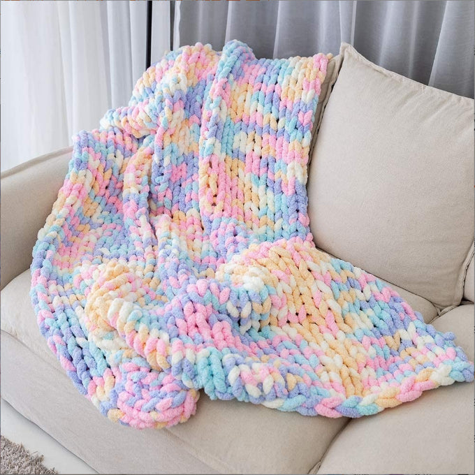 Handmade Coarse Yarn Knitted Chenille Rod Knitted Yarn Sofa Cover Blanket
