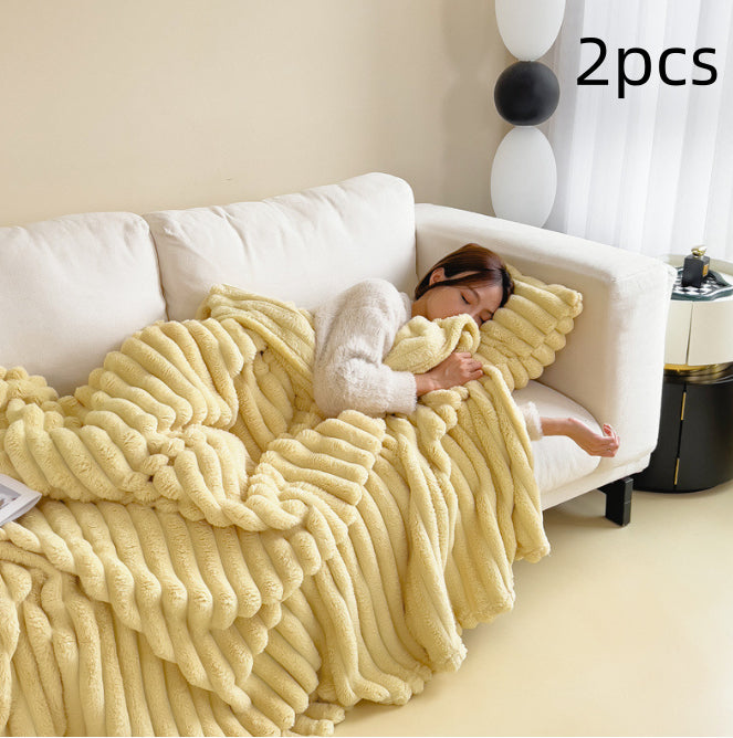 Ultra-Soft Bubble Velvet Faux Fur Blanket – Thick, Double-Sided Warm Throw