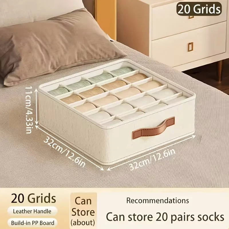 1-5PCS Fabric Drawer Organizers for Underwear Socks Bras - Closet Storage Box with Dividers Foldable Wardrobe Shelf Organizer Se